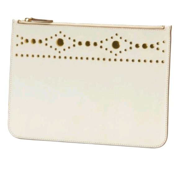 NWT Frye Harness Stud Pouch Clutch Ivory Leather - Picture 2 of 11